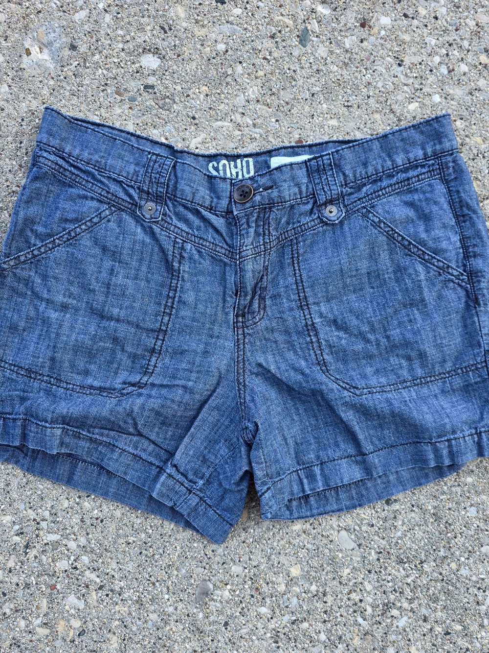 DKNY Jeans Soho Chambray Utility Shorts Size 10